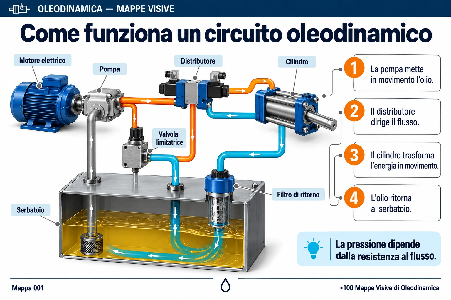 Mappa 001 — Come funziona un circuito oleodinamico