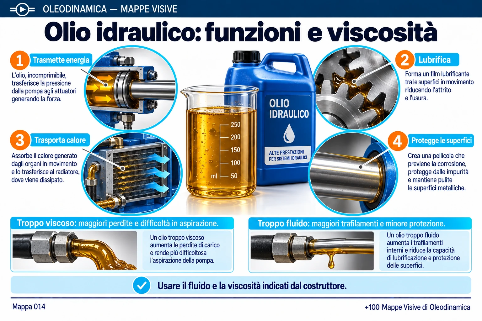 Mappa 014 — Olio idraulico: funzioni e viscosità